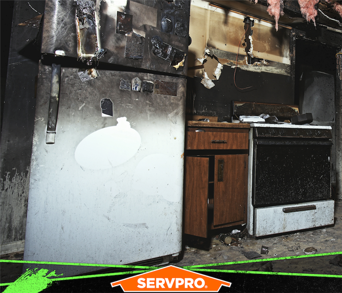 SERVPRO fire damaged kitchen sign