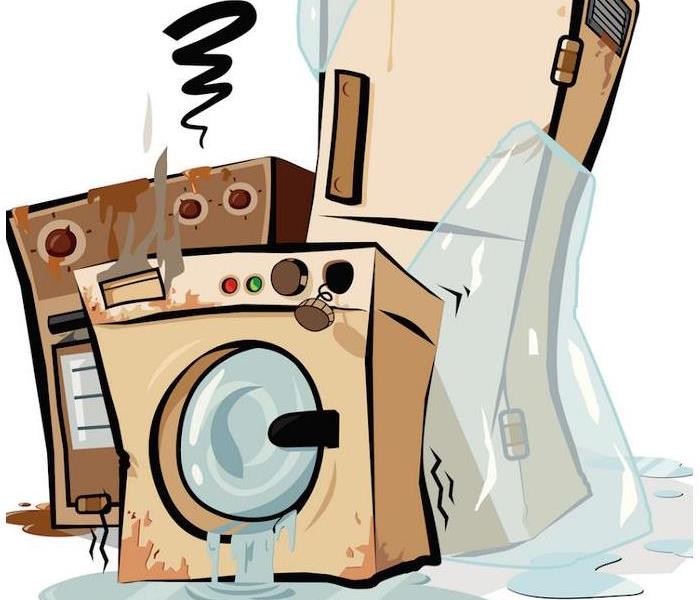 appliances covered in water or leaking water