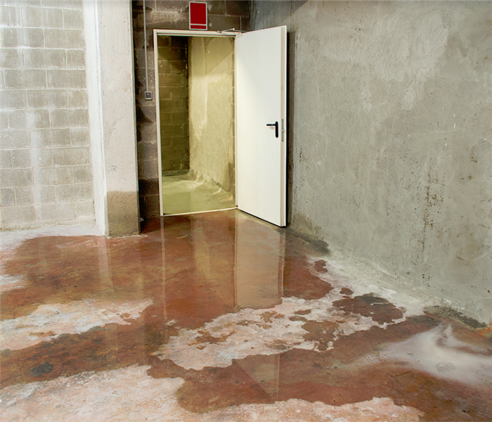 puddles of water in a basement